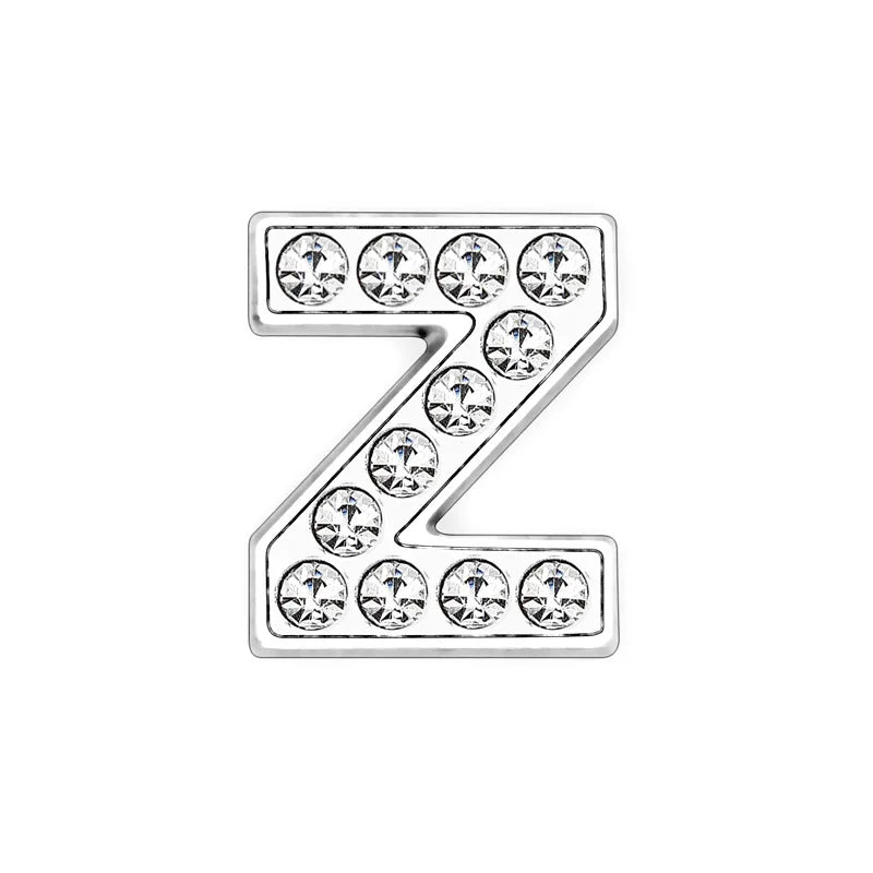 Silver rhinestone letter Z slide charm for 8mm DIY pet collars to personalize your dog or cat's accessory.