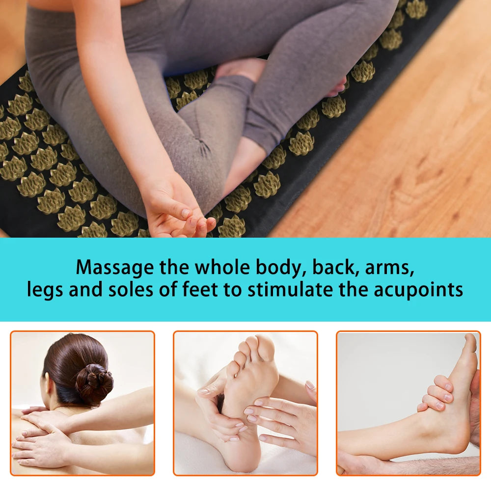 Acupressure Massage Mat for Back and Neck Pain Relief - Tidesmit Back Massage Instrument Tidesmit