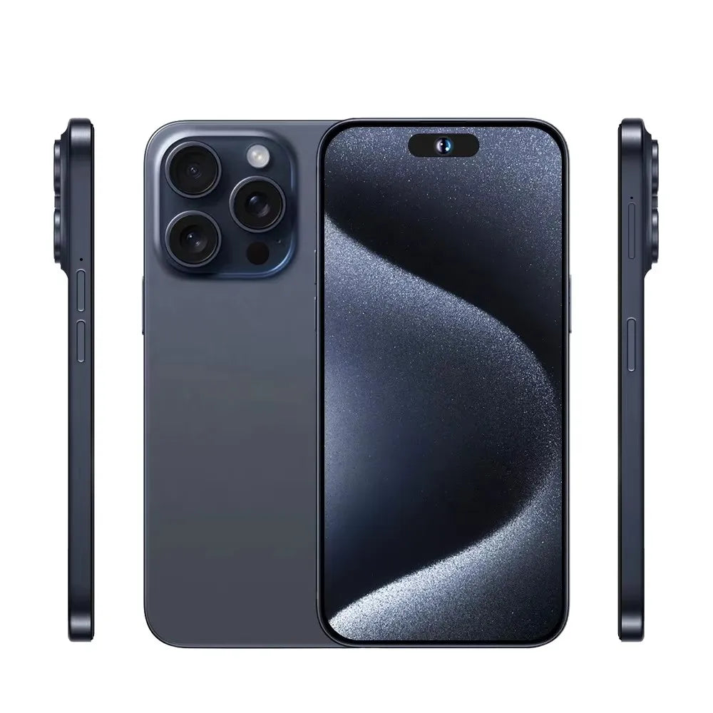 Unlocked Phone 15 Pro Max 8GB+512GB Dual Sim Card 4G 5G Smartphone 6.8 Inch OLED Screen I 15 Phone 15 Pro Max Smart Phone logo Blue Titanium 8g Tidesmit