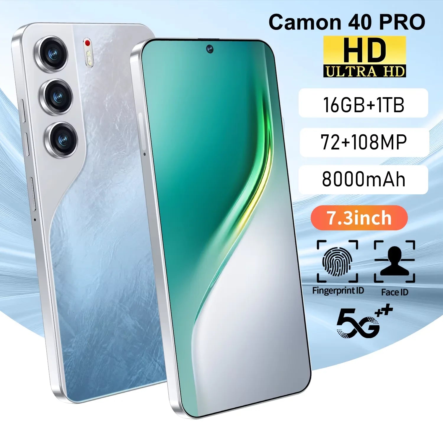 High Quality Camon 40 Pro Original 16GB +1TB Mobile Phone 6800Mah Android 14 Large HD Gaming Custom Global 5G Smartphones Tidesmit