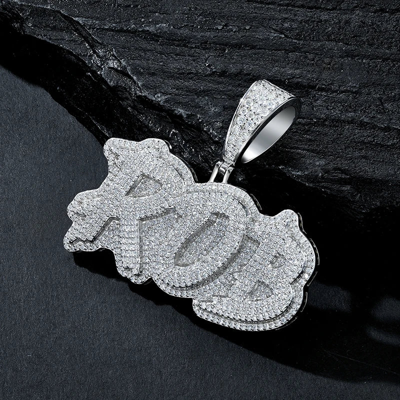 ROB Letter Moissanite Pendant GRA Certified Iced Out Mens Hip Hop 925 Silver D Color VVS Chain Pendant Fine Jewelry
