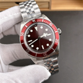 Men's Automatic Mechanical Watch Super Luminous Red Dial Red Bezel Stainless Steel Luxury Fashion Diver Watch Power Reserve