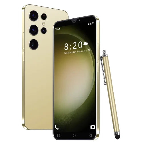 SVm Sun S23 Ultra Android Smart Phone High Quality 8+256GB HD Screen Resolution LTE and CDMA Cellular in French and Spanish Gold 12g 256 GB|EU Tidesmit
