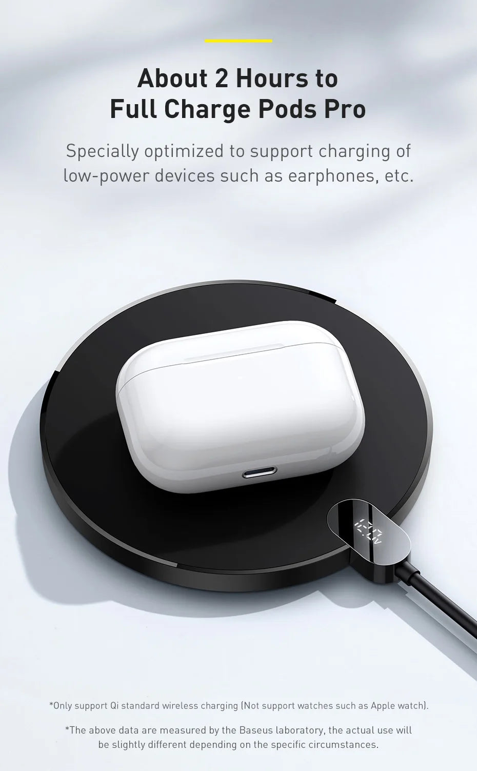 15W Fast Wireless Charger Pad with LED Display - Qi Certified Black Tidesmit