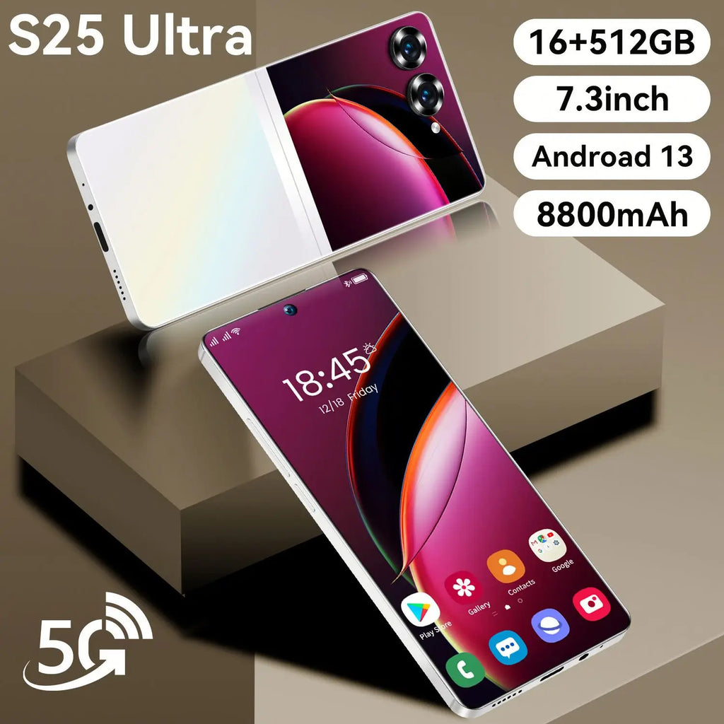 2025 New Design Fold S25 Ultra+ 5G Cell Mobile Phone 14+514GB Huge Memory Android 14 Hot Selling S Fold 24 Smart Phone Tidesmit