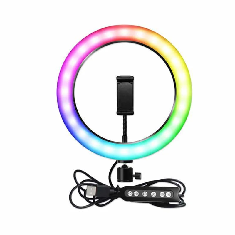 3000K-6000K 13 Inch RGB Ring Light Photography Lighting 15 Colors 33cm Color Fill Light with Mobile Phone Clip Tidesmit