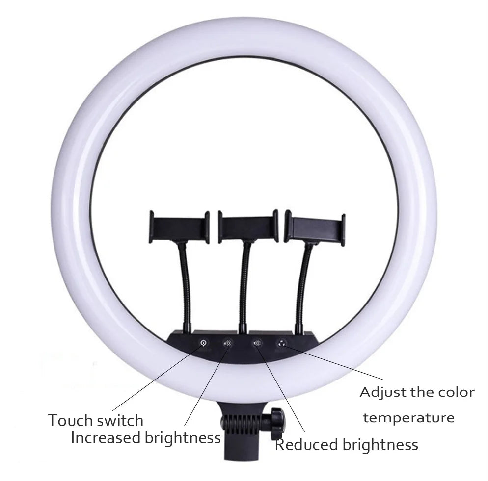 Hot Selling RL-18C 18 Inch LED Ring Light Photographic Lighting for Makeup & Camera Phone with Stand & Hot Shoe Tidesmit