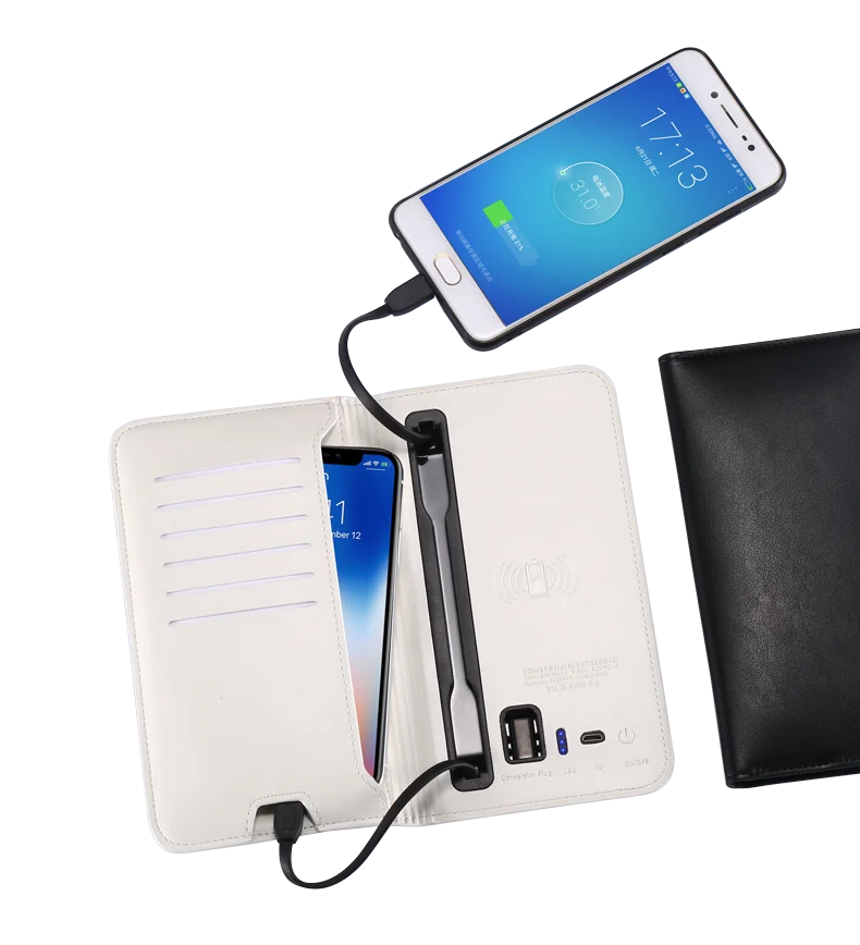 Power bank charger-Unique Ideas Christmas Promotional Gifts Portable Wireless Charging Power Bank Wallet with Card Pocket for Men and Women Tidesmit