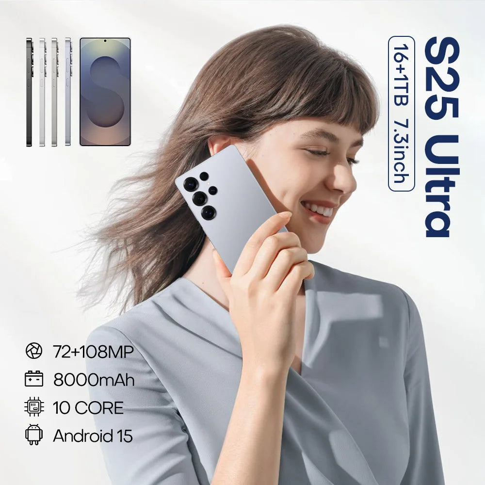 Factory Price Big Screen Phone S25 Ultra 16+1TB Global Version Android 5G Smartphone Dual-SIMdual-standby HD Unlocked Phones Tidesmit