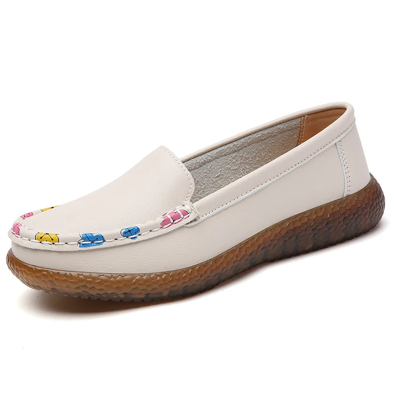 Ladies Loafers Leather Shoes Zapatos Blancos Loafers Women