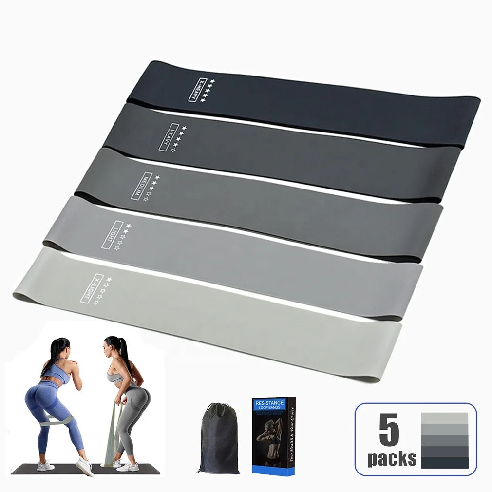 Rubber Elastic Loop Resistance Bands Yoga Gym Workout Bands Fitness Accessories Hip Booty Exercise Bands Factory Latex 5 in 1 Tidesmit