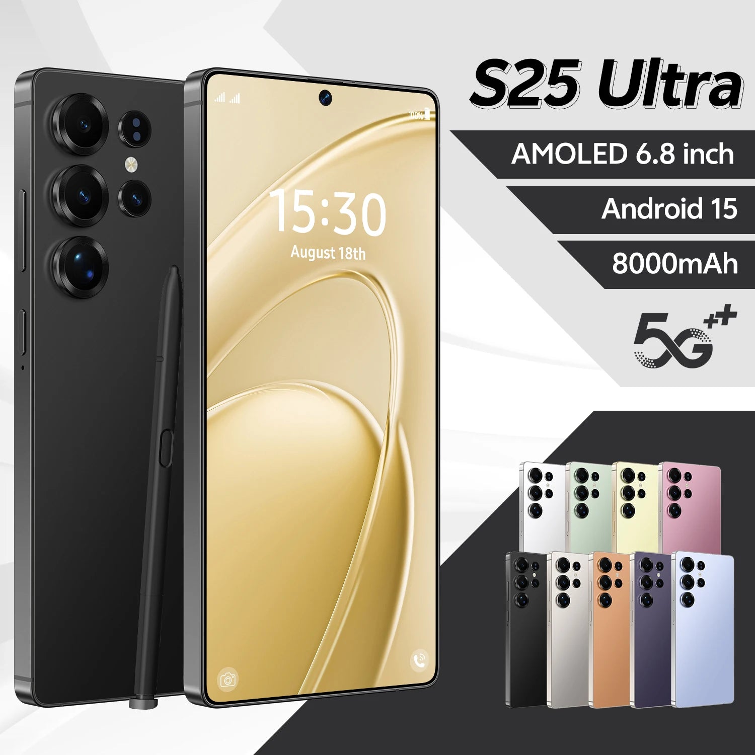 5G Smartphone 1TB 16GB RAM - Android 15 Dual SIM Gold Black 16g 1TB Tidesmit