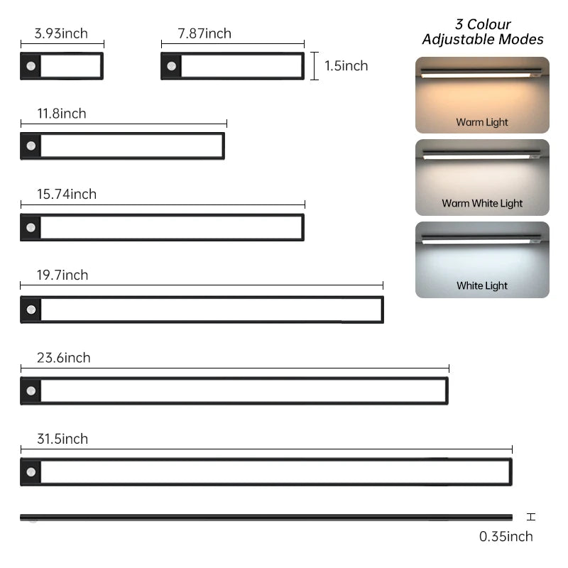 Smart Human Body Under Cabinet Infrared Wardrobe Rechargeable Night PIR Led Motion Sensor Light for Indoor Kitchen Closet Stairs 3C-SwitchWhite 3C-SwitchWarm 3C-SwitchNatural Tidesmit