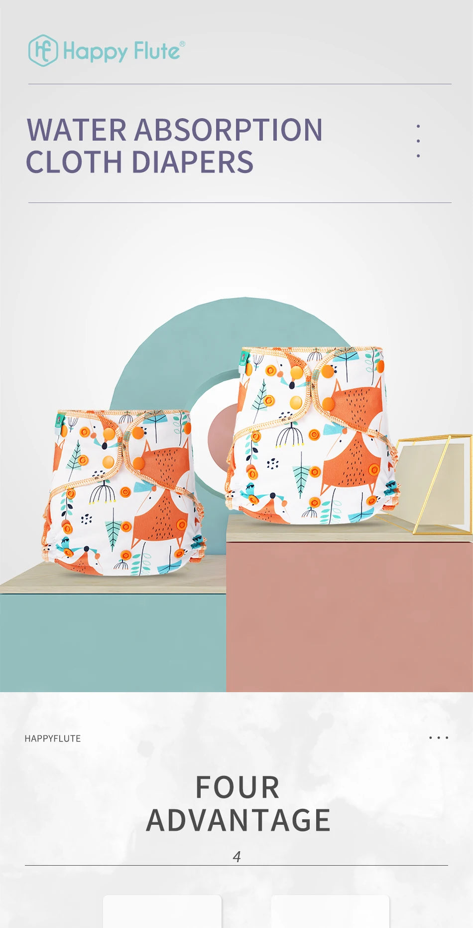 HappyFlute Heavy Wetter AI2 Snap Insert Bamboo Cotton&Velour OS Baby Napp 1Pcs Pack Waterproof Night Diaper