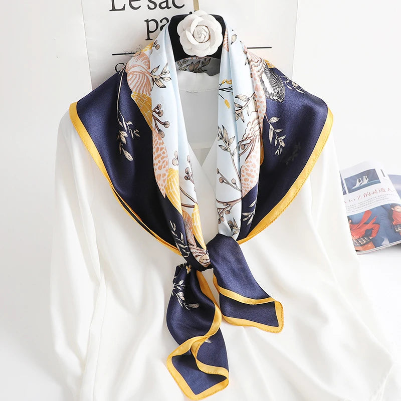 2023 Lady Hair Head Wrap 100% Mulberry Real Silk Scarf Scarves 90*90 Traditional Russian Style Square Luxury Silk Scarf