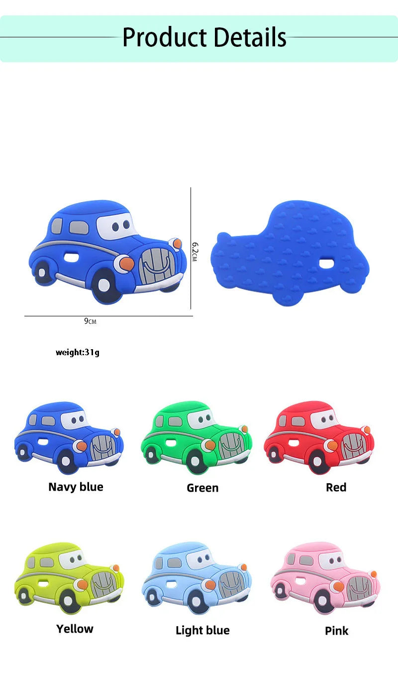 BPA Free 1pc Car Shaped Silicone Baby Teether Rodent Baby Teething Toys Chewable Products Nursing Gift For Baby Boy