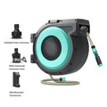 Multi High Pressure 15m 1/2 Inch 50ft Wall Mounted Any Length Lock 180°Swivel Bracket Garden Water Automatic Rewind Hose Reel Azure K15 15m(50feet) Tidesmit