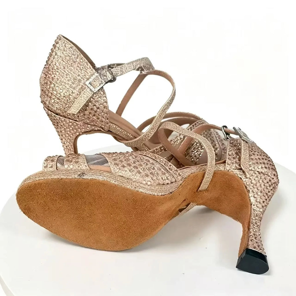 Sexy Strap Salsa Latin Dance Shoes Ballroom Jazz Tango Party Dancing Shoes Sandals with Suede Sole Indoor