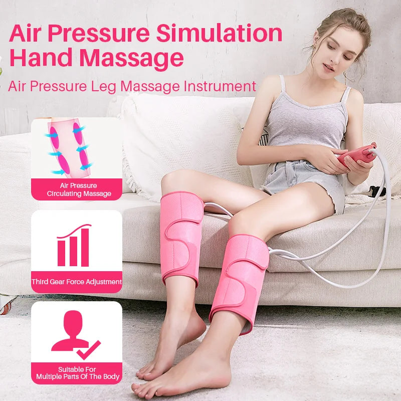 Leg Massager for Circulation - Air Compression Calf Relief Device Relaxation Treatment Pink Tidesmit