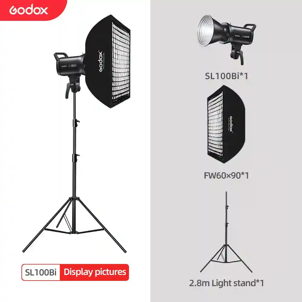 Godox SL100Bi Bi-Color LED Video Light - 100W Bowens Mount Studio Kit Kit 5 Tidesmit