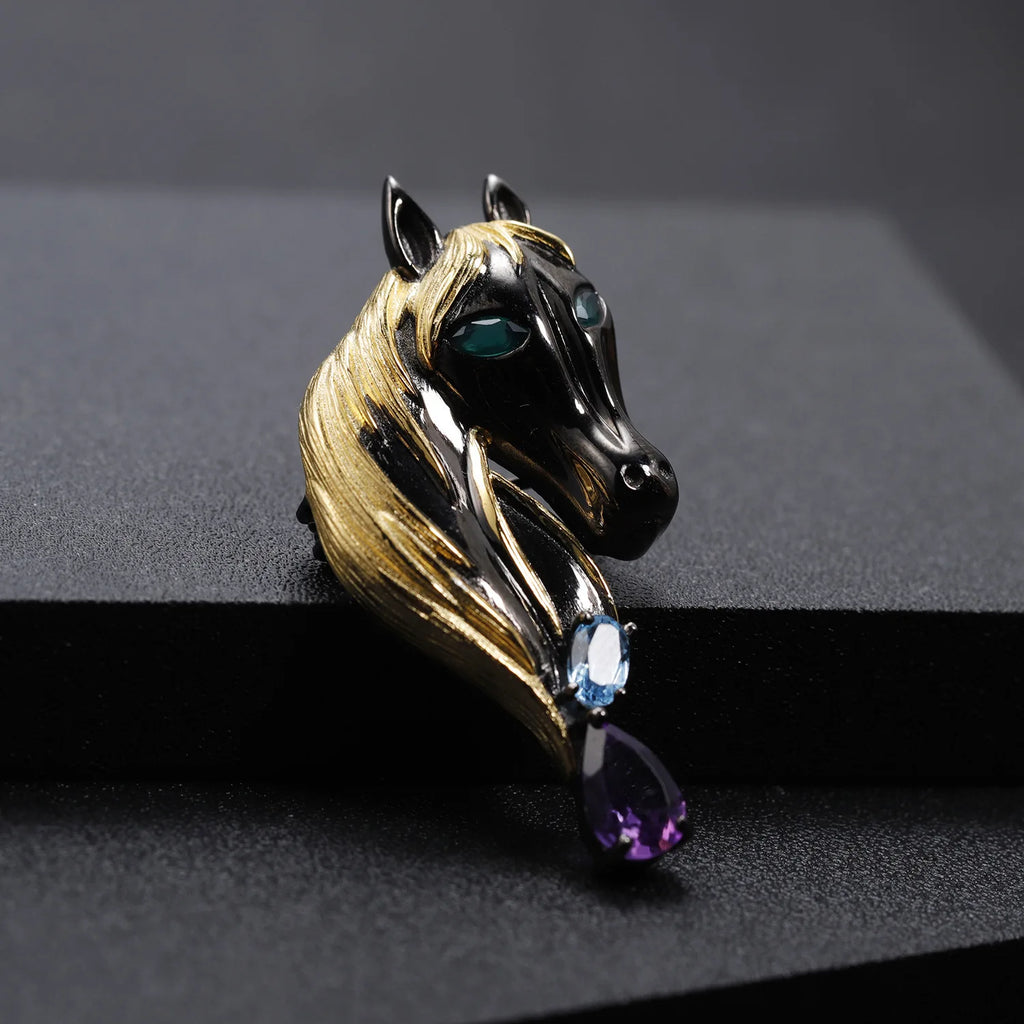 TIANSHE Italy High-end Design Horse Brooch Pendant Necklace Fashion Personality S925 Pure Silver Jewelry Accessories