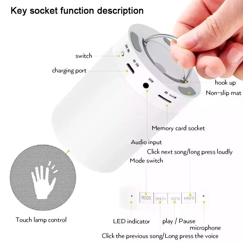 AOOLIF Wholesale Price 600mah 3W Smart bluetooth Speaker with Clap on Lights Colorful Touch Lights My Store