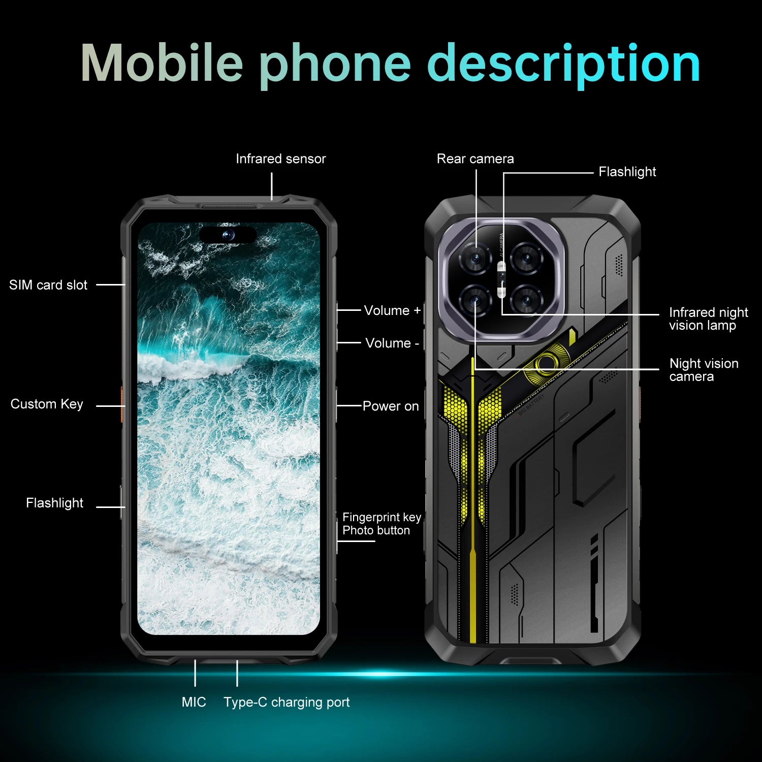 Tidesmit X27 Ultra 5G smartphone with 7.3 inch display 12GB RAM 1TB storage waterproof design unlocked mobile phone