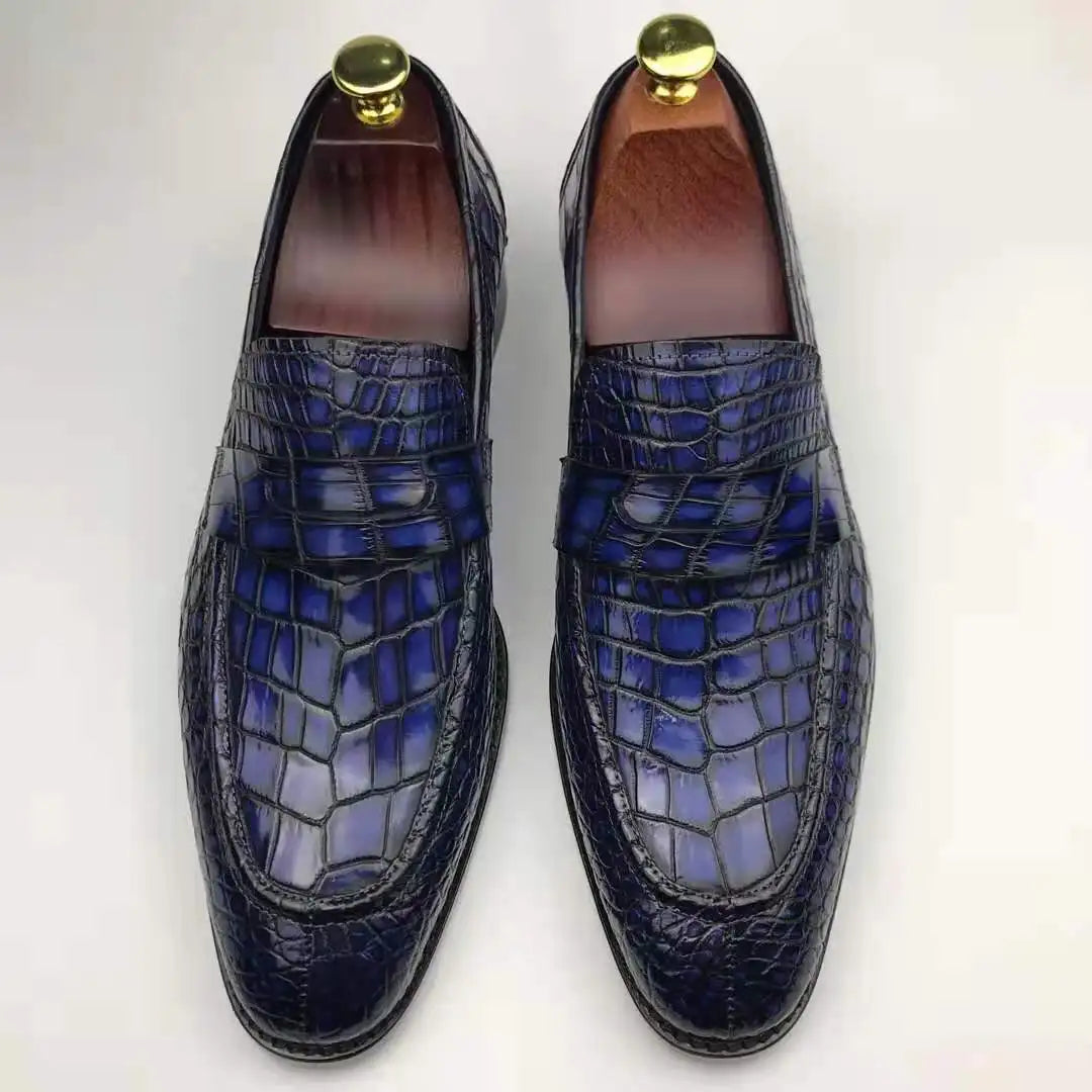Goodyear Welt Genuine Crocodile Leather Shoes for Man Loafers Shoes Alligator Men Chic New Model Office Party Men's Shoes
