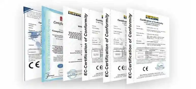 Official certification documents for 6-in-1 cold plasma skin cleaning and anti-phlogosis beauty equipment.
