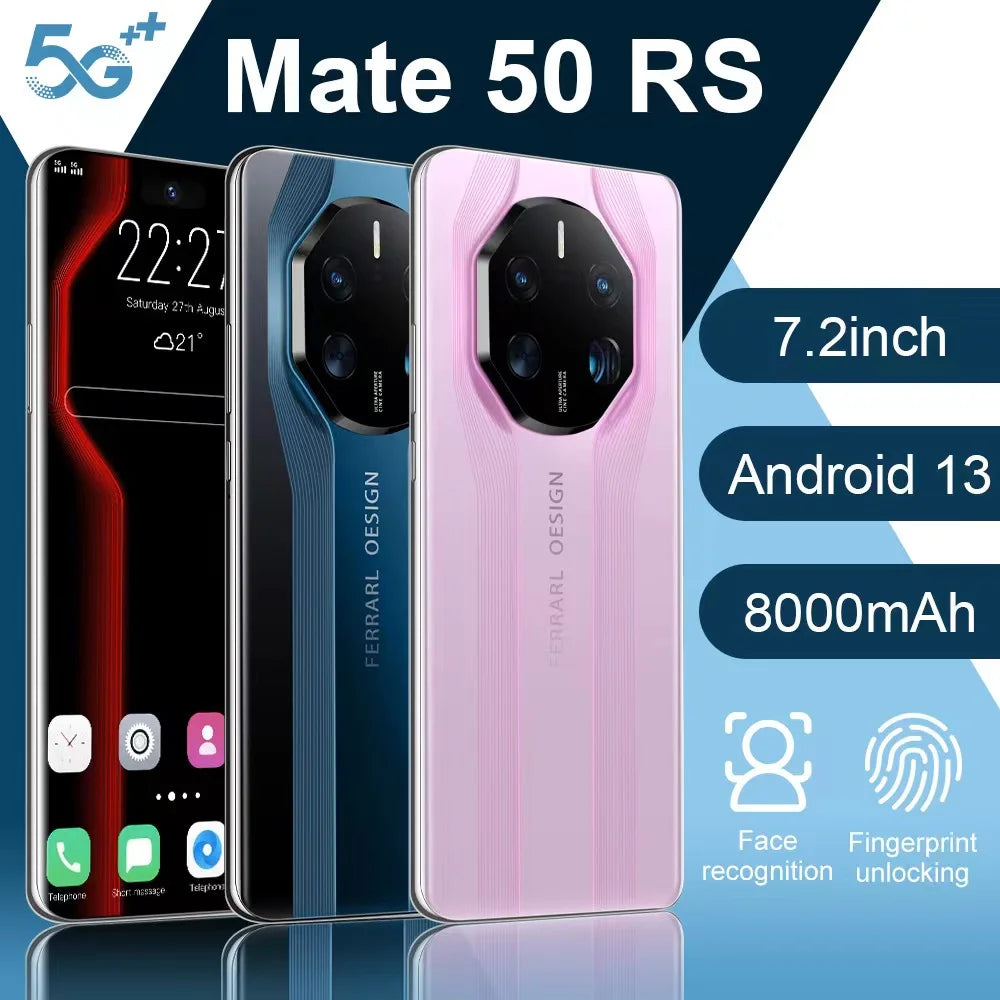 2022 Hot Selling Mate 40 Pro+ Mate 50 12GB+512GB 7.3 Inch Full Display Deca Core CPU Android 10.0 Mobile Cell Smart Phone 3G 4G Tidesmit
