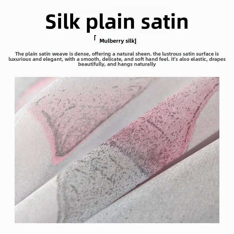 Carefully Selected Hangzhou Silk Scarf Women Long Mulberry Silk Shawl Ink-wash Peony Print Vintage Style Premium Feel Spring