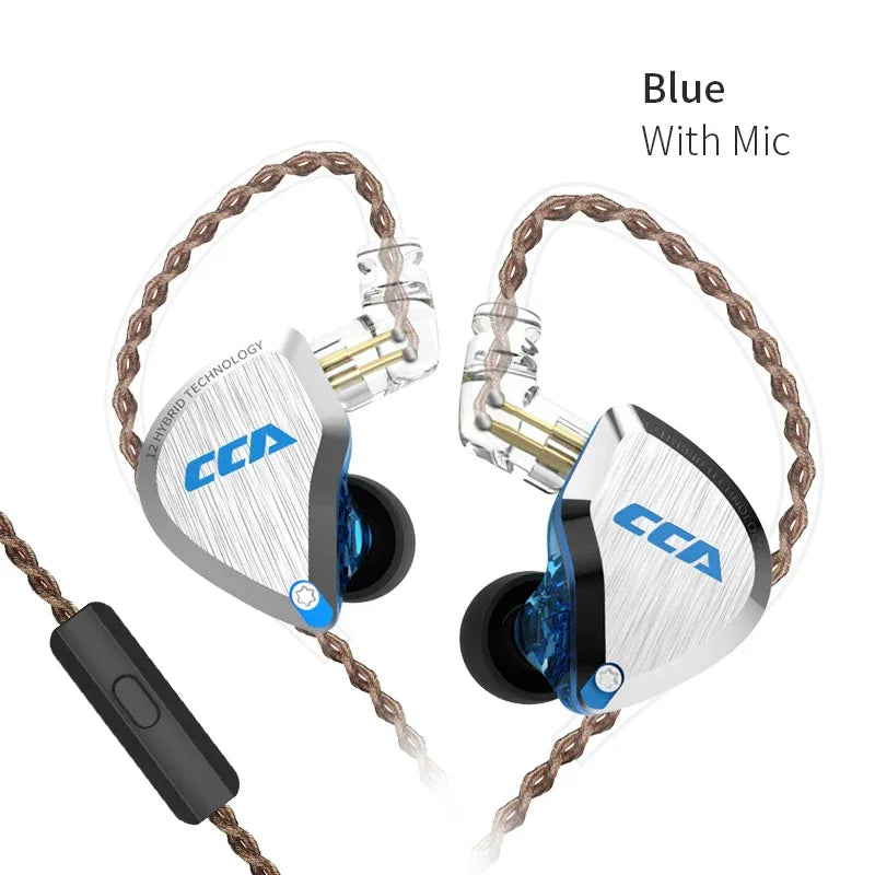 CCA C12 In-Ear Monitor Headphones - 12-Driver Hybrid HiFi by Tidesmit CCA C12 Blue mic China Mainland Tidesmit