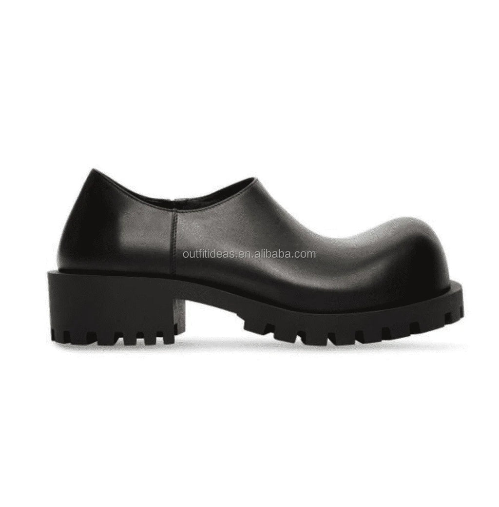 Top Quality Exaggerated Toe Calfskin Men Calf Leather Hummer Boots Derby Shoes Chunky Dress Shoes Men Black Hummer Derby Shoes