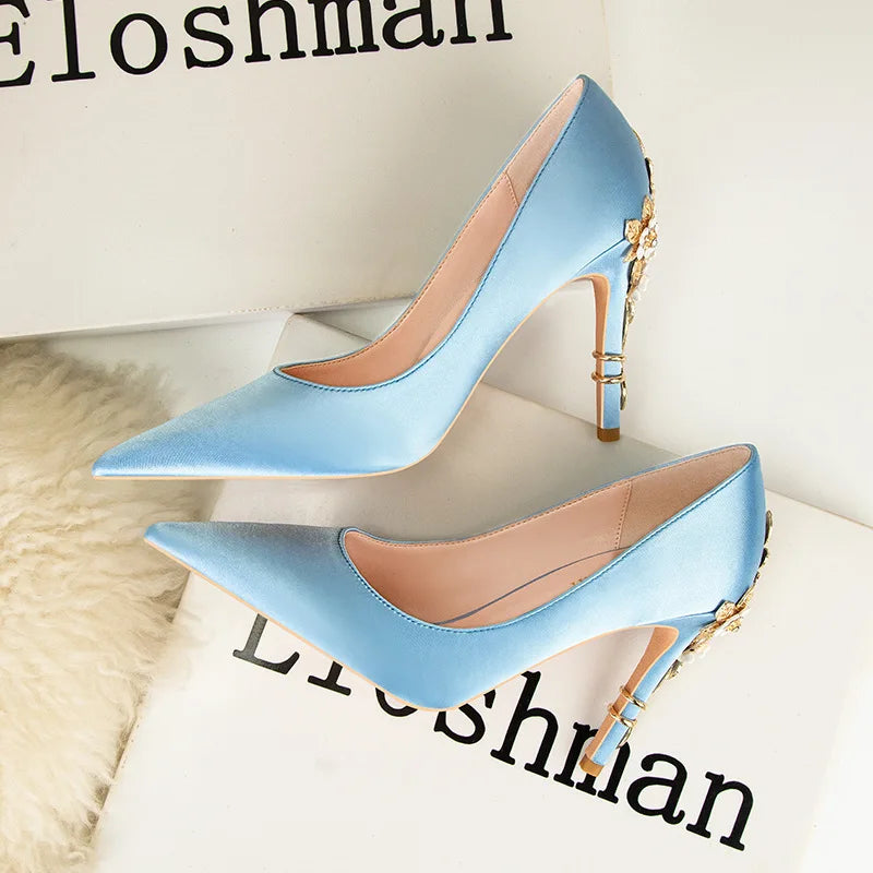 Escarpin Femm Talon Haut  Fashion Luxury Braid Wedding Shoes High Stiletto Heels for Ladies