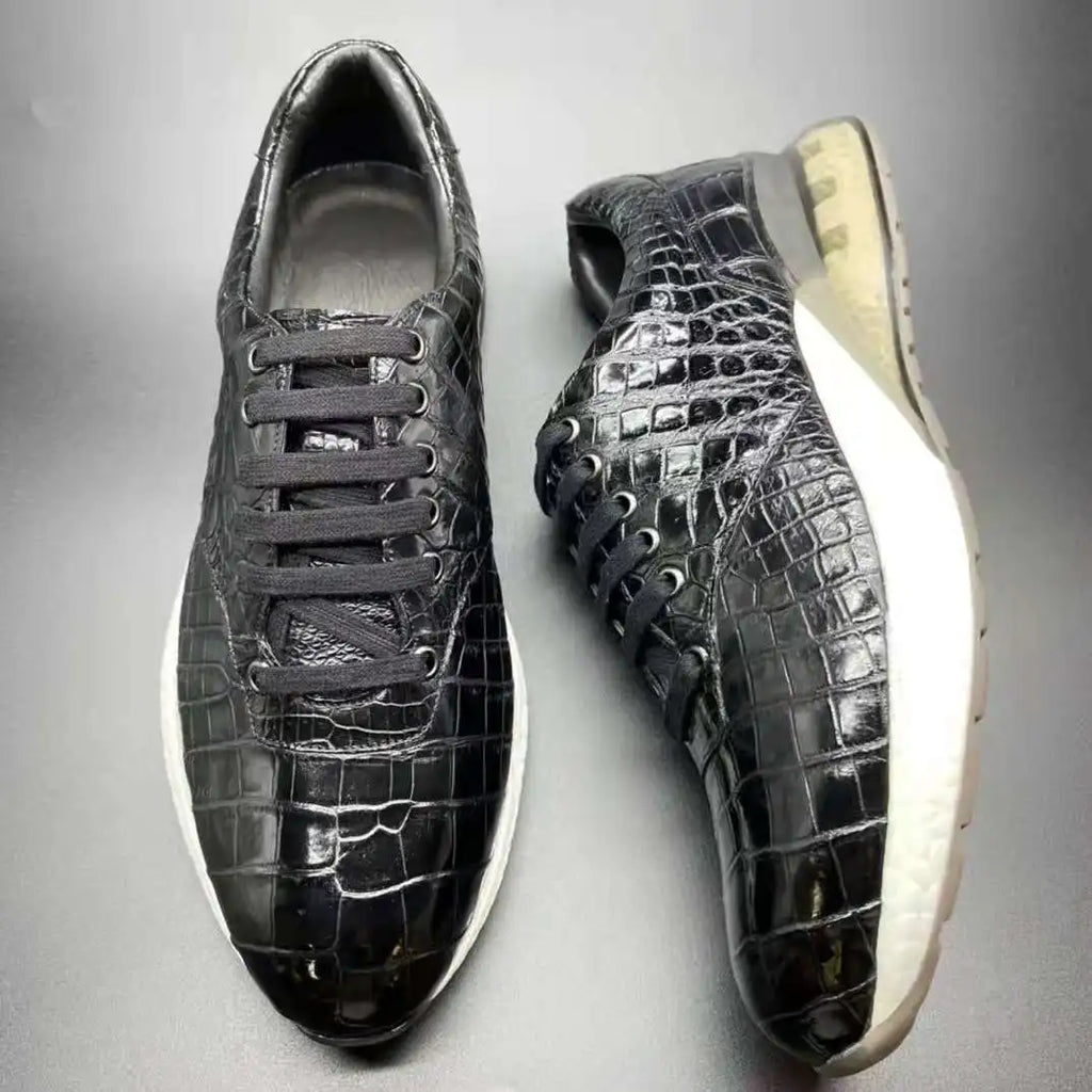 Goodyear Welt Custom Shoes Men Genuine crocodile Leather Popular Outdoor Sneakers Running alligator Skin Sports Men's Shoes