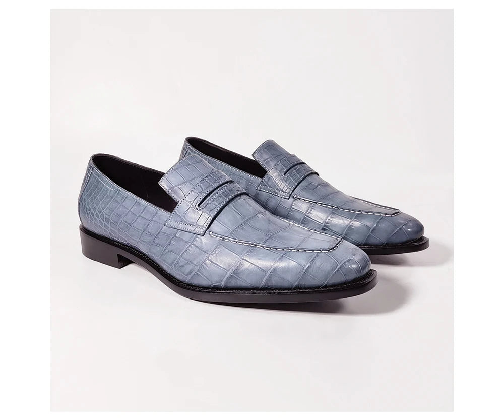 Trendy Designer Loafers Shoes Men Handmade Crocodile Skin Goodyear Shoes Men Classic Leather Luxury Handmade Men's Dress Shoes