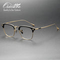 Designer Luxury Eyewear for Men Titanium Optical Frames with Gold Acetate and AC Lens Lunette Gafas Lente with Printed Pattern