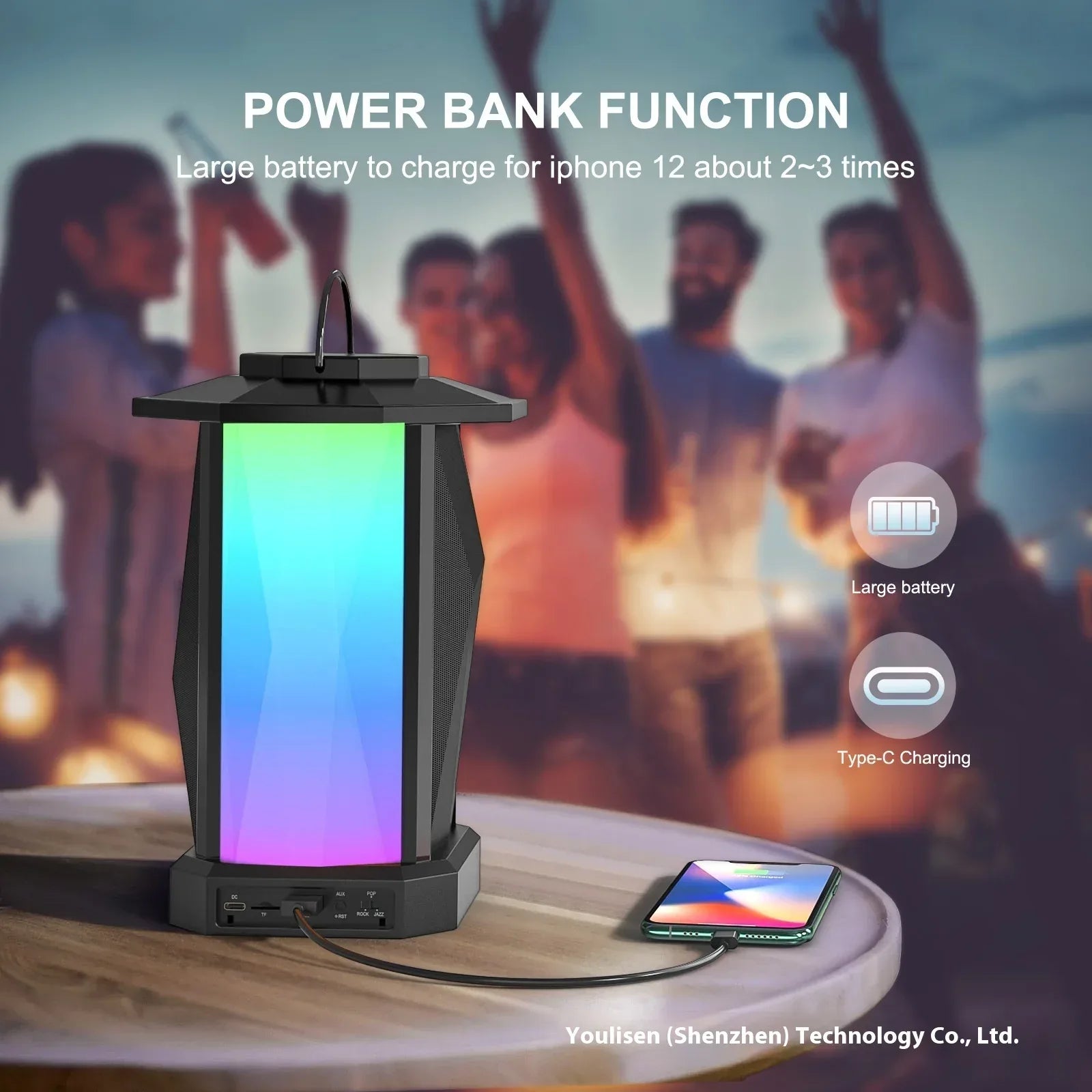 Portable Bluetooth Speaker 50W - Waterproof Wireless Audio with Bass Boost My Store