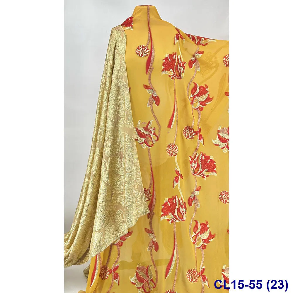 Lisami RTS Luxury Silk Fabric Elegant Multi-Color 3D Metallic Handcut for Dresses Weddings and Curtains