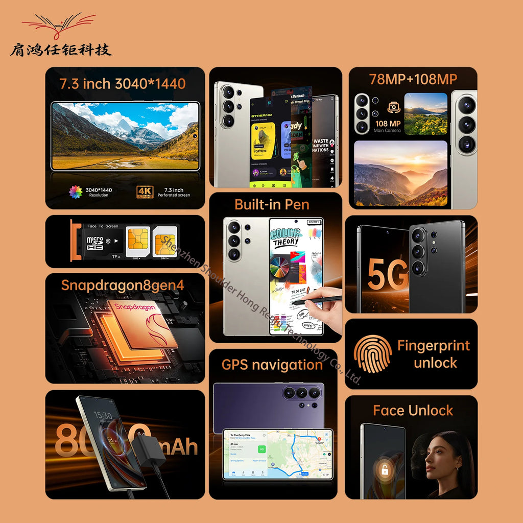 Tidesmit S26 Ultra smartphone with 7.3-inch 144Hz display, built-in pen, and 2TB storage in sleek premium design.