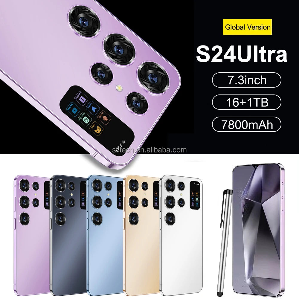 Wholesale S24 Ultra 16GB+1TB Android SmartPhone 5G Dual SIM Dual Standby Unlocked Mobile Phone S24 ultra Smart Phone Tidesmit