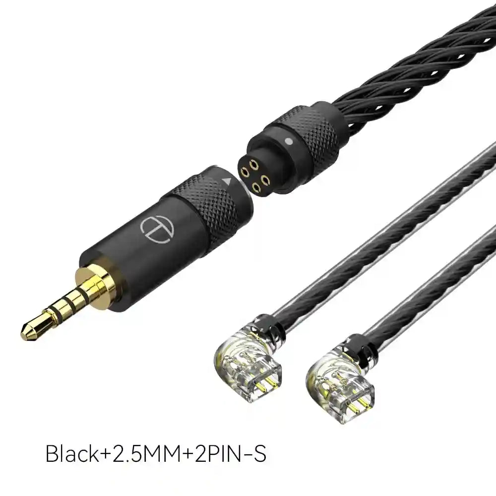 16-Core Silver Plated Replacement Cable for HiFi Headphones Black 2pin 2.5 QDC Tidesmit