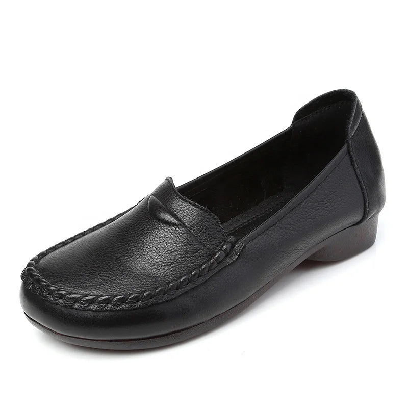 Casual Women's Genuine Leather Flat Loafers Light Weight Slip-On Shoes for Summer & Spring Fashionable & Trendy