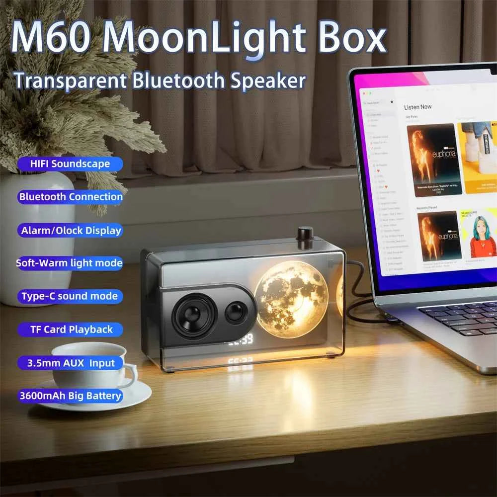 Desktop M6 Transparent Speaker RGB Light Bass HIFI Wireless Bluetooth Speaker with TF Card Playback AUX Input My Store