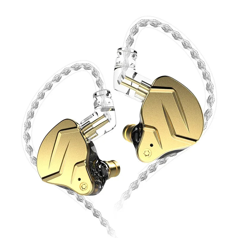 Wired In-Ear Monitors with Mic - Hybrid HiFi Bass Audio | Tidesmit GoldNoMic Tidesmit