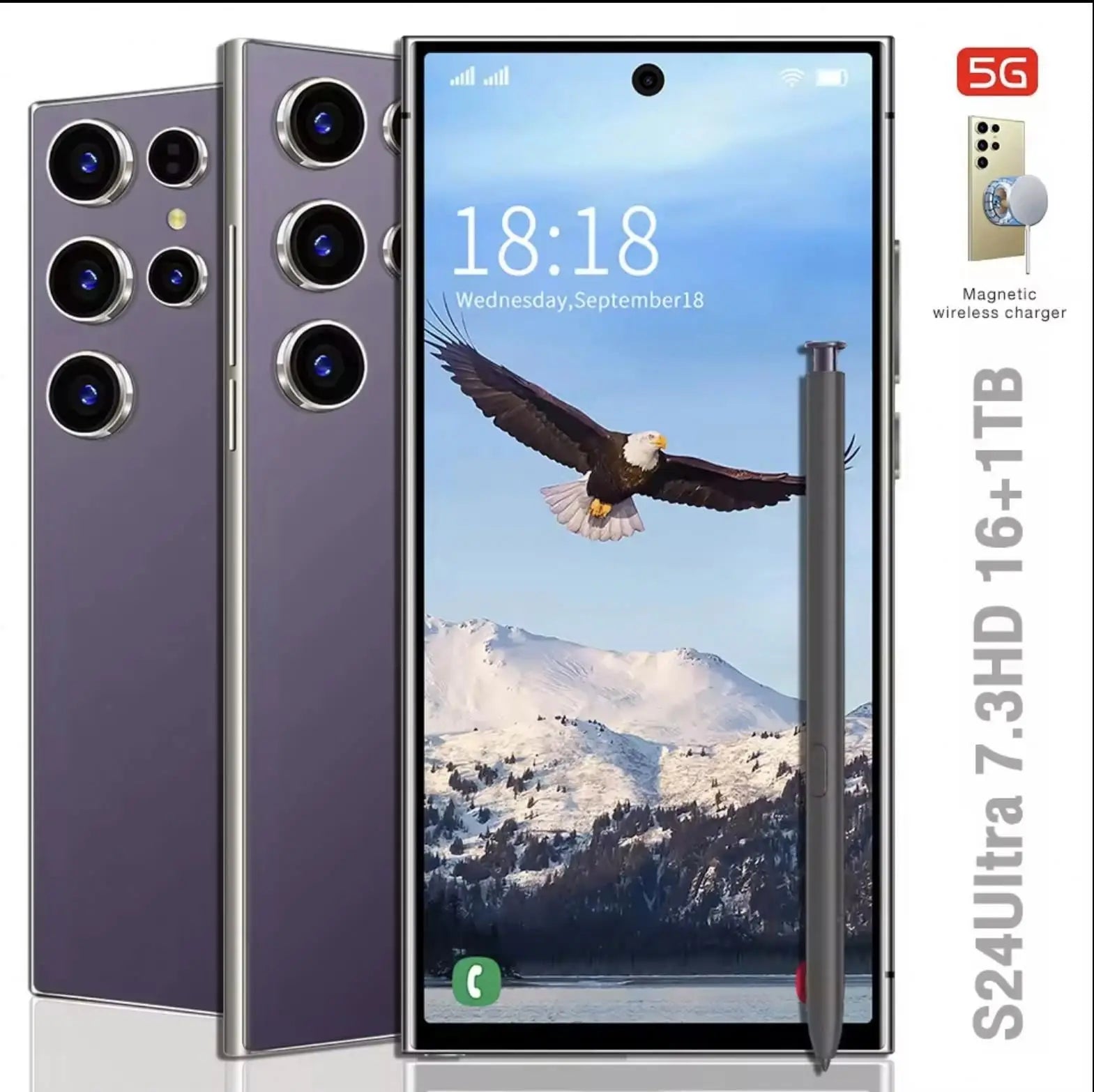2024 New Ultra-high Speed S24 Ultra 16GB+1TB 5G Smart Phone 7.2-inch 48MP+100MP 8+2 Android 12 Smart Game Phone Tidesmit
