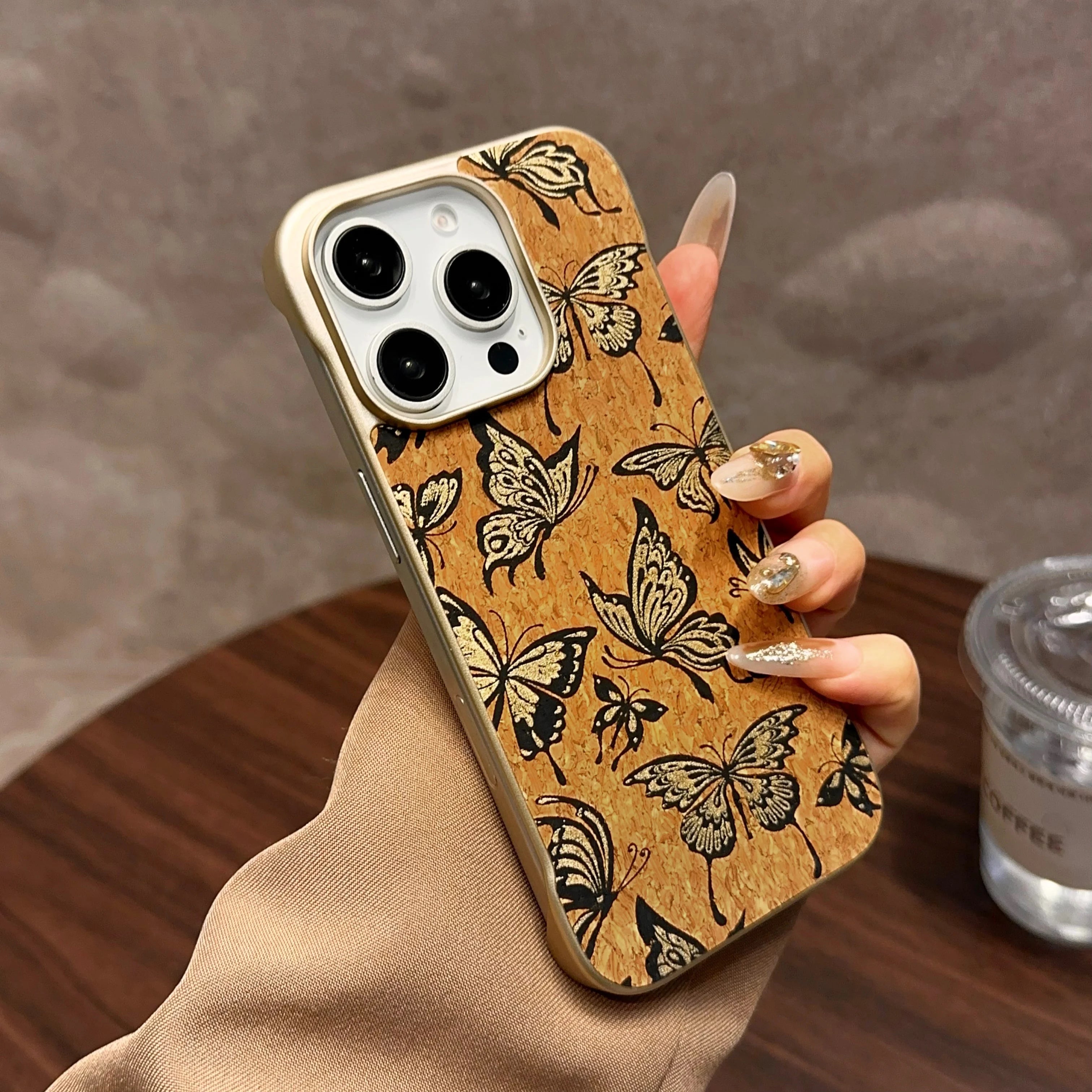 Denior Cork Material Invisible Magnetic Wireless Charging Phone Case for iPhone 16/15/14 Series Camera Screen Protector OPP Bag Tidesmit