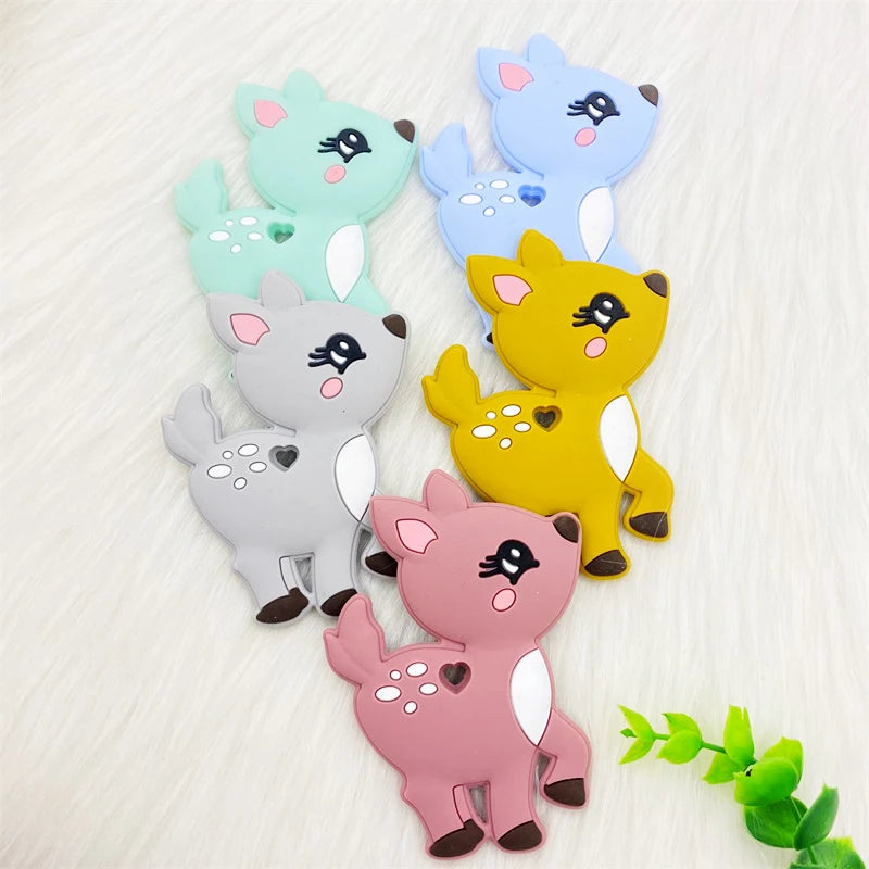 1pcs Silicone Fawn Teether Silicone Pandents DIY Teething Toys For Teeth Tiny Rod Baby Teethers Gift