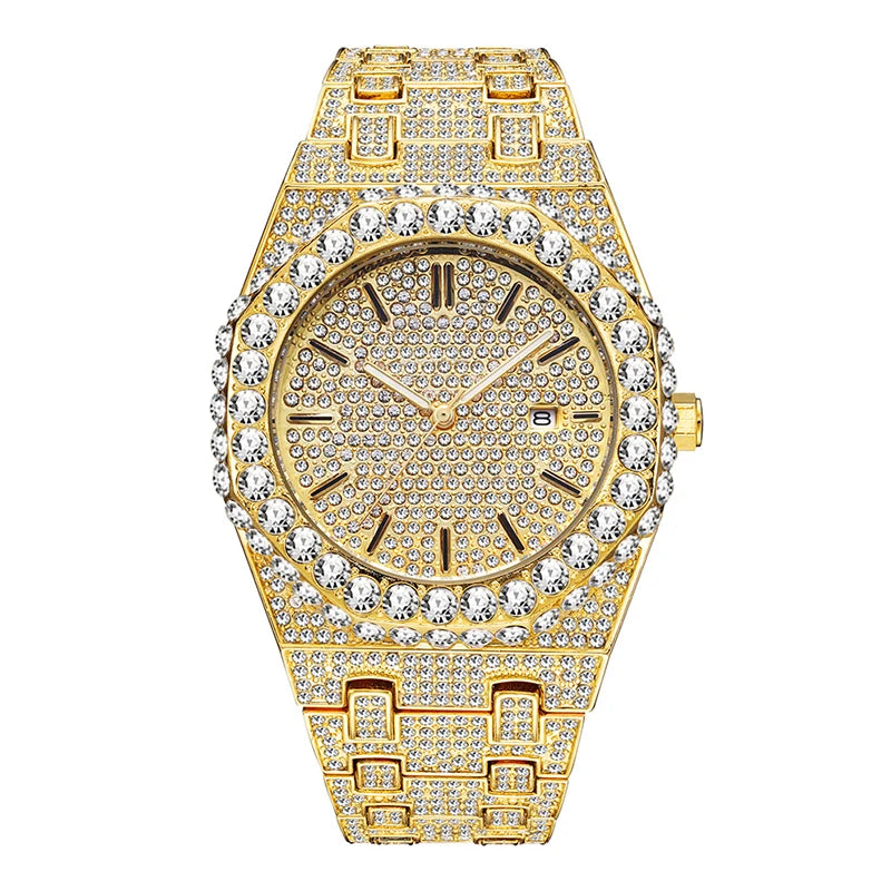 Customized Luxury 18K Gold Moissanite Watch Zircon Rose Gold Automatic Mechanical Watch