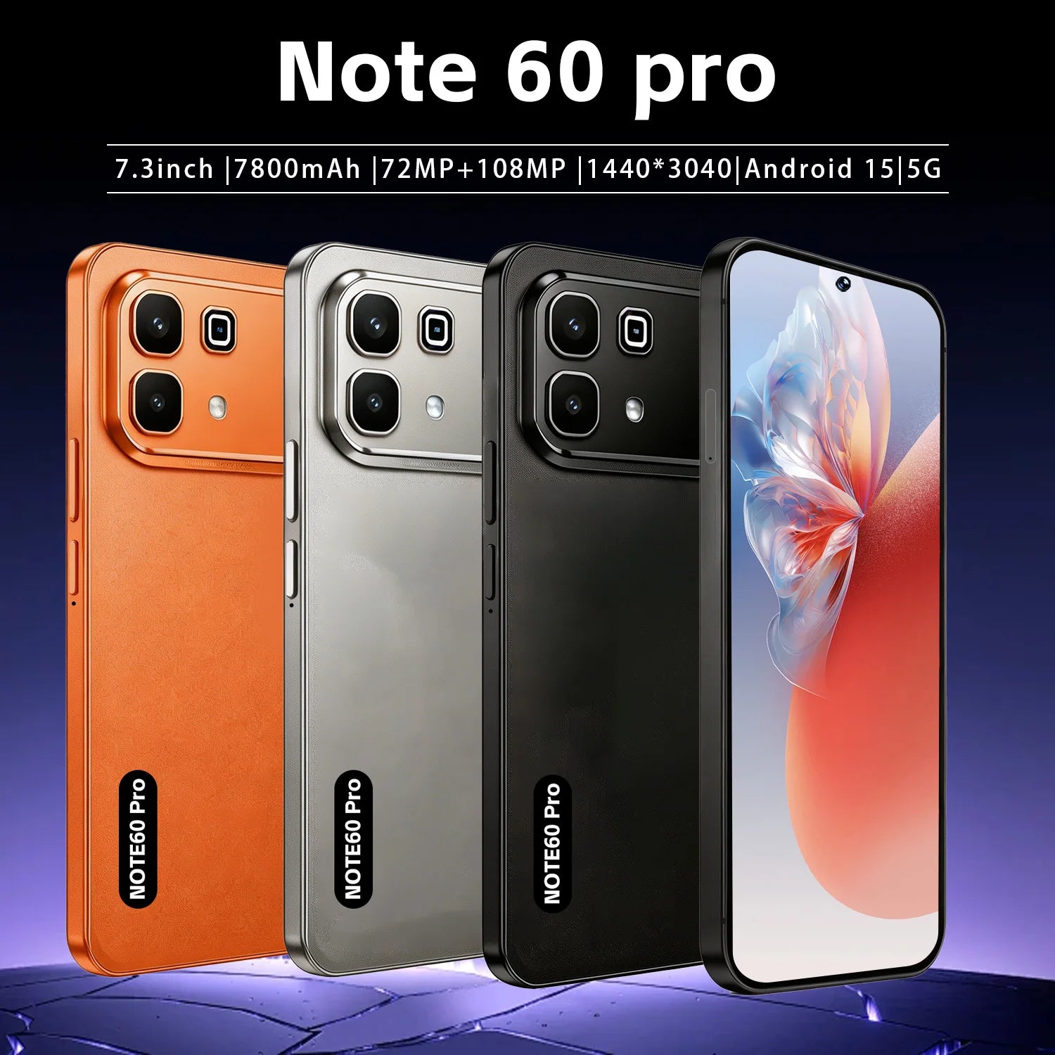 Note 60 Pro 5G smartphone with 16GB RAM 1TB storage, 108MP camera, and 7800mAh battery in sleek design